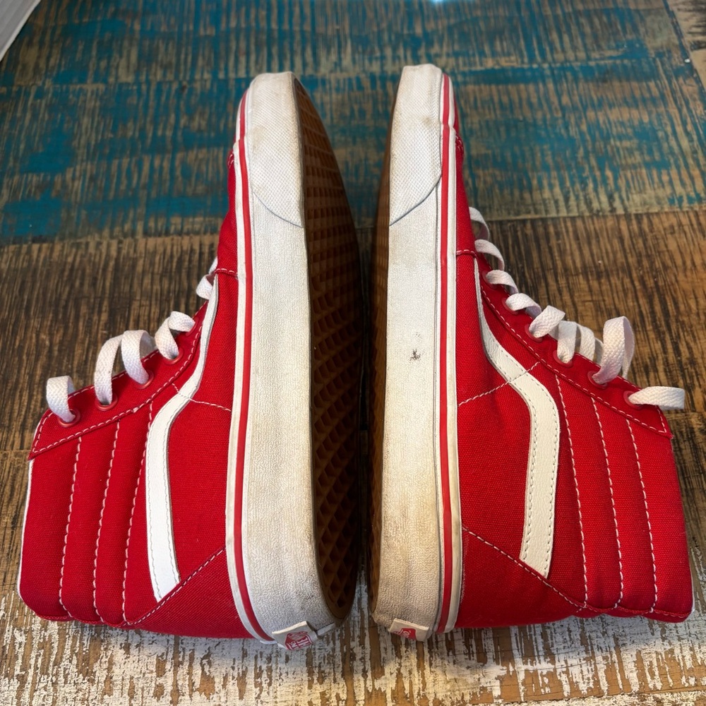 Vans Red and White High-Top Sneakers - Picture 5 of 8
